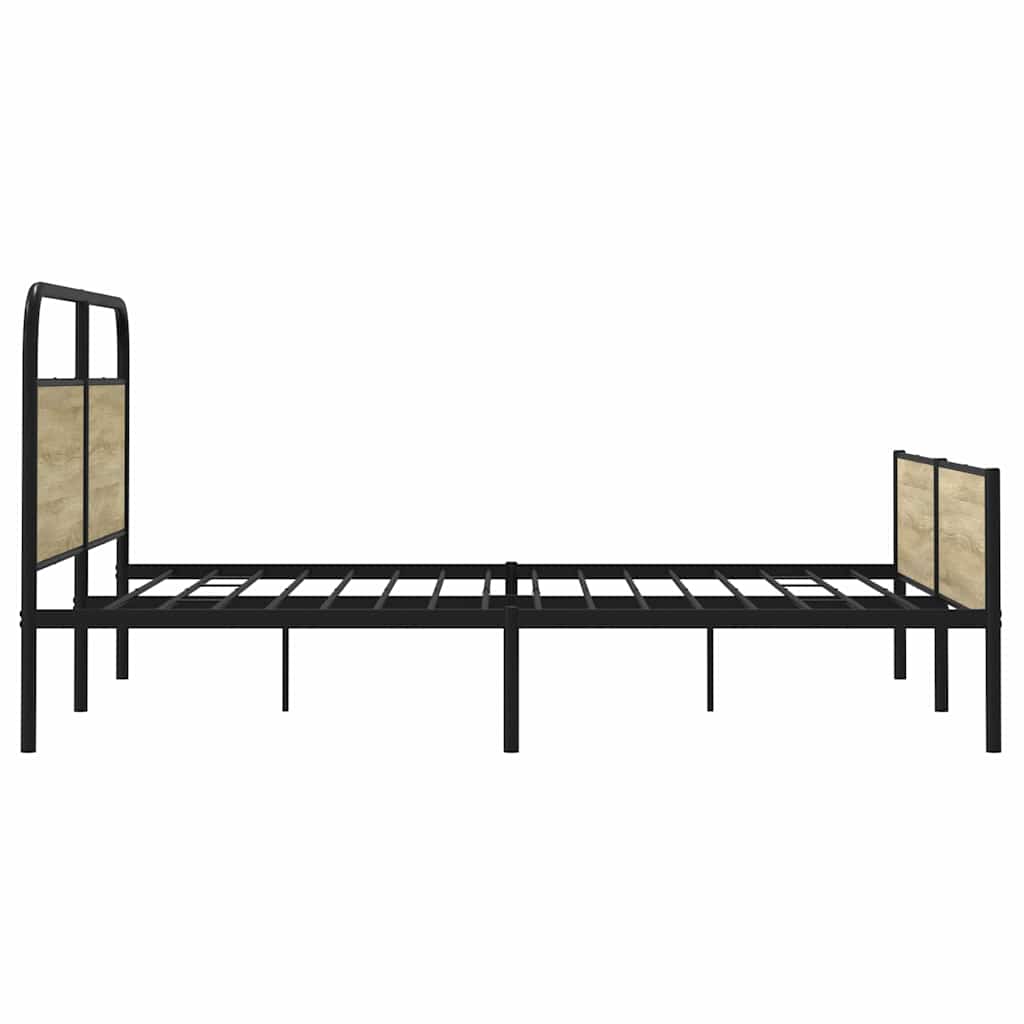 Metal Bed Frame without Mattress Sonoma Oak 193x203 cm