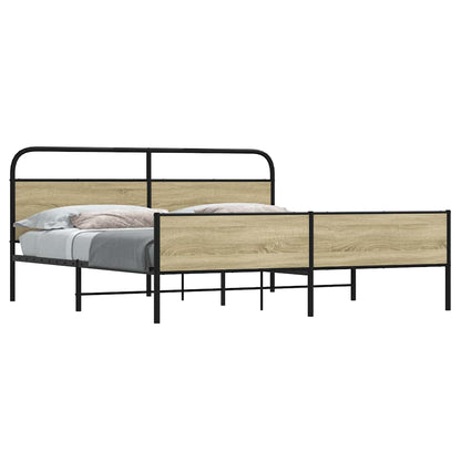 Metal Bed Frame without Mattress Sonoma Oak 193x203 cm