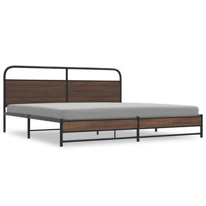 Metal Bed Frame without Mattress Brown Oak 180x200 cm