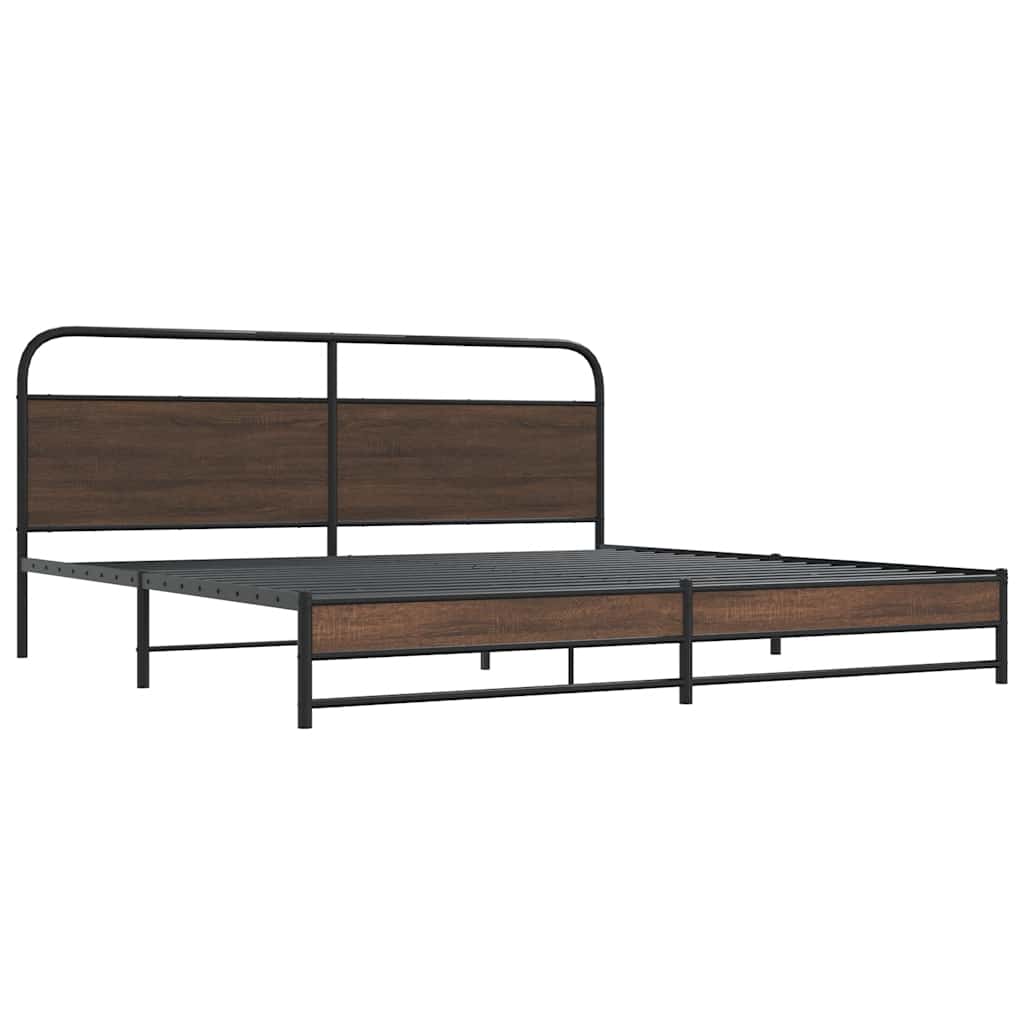 Metal Bed Frame without Mattress Brown Oak 183x213 cm
