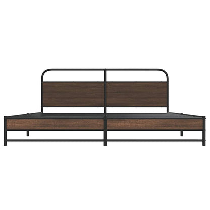 Metal Bed Frame without Mattress Brown Oak 183x213 cm