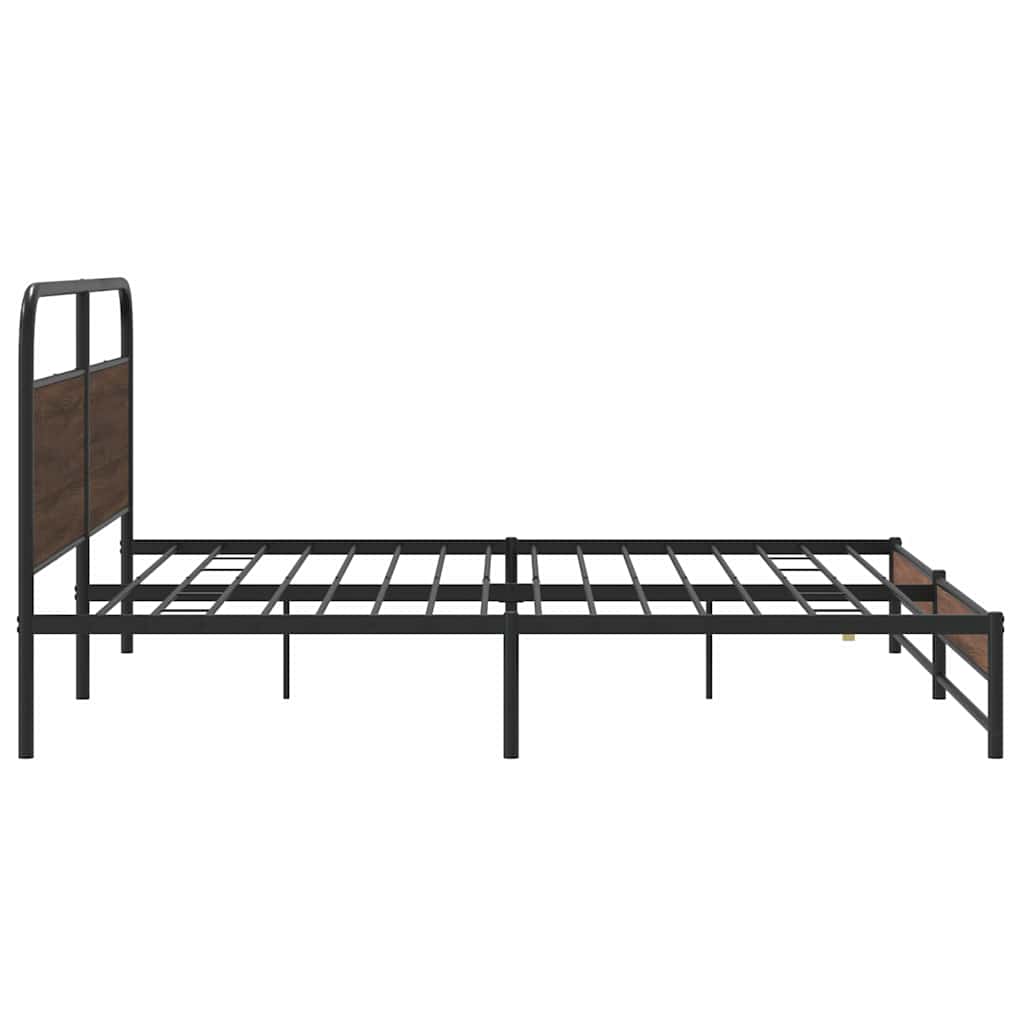 Metal Bed Frame without Mattress Brown Oak 183x213 cm