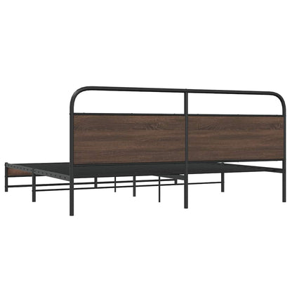 Metal Bed Frame without Mattress Brown Oak 183x213 cm