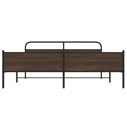 Metal Bed Frame without Mattress Brown Oak 193x203 cm