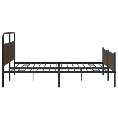 Metal Bed Frame without Mattress Brown Oak 193x203 cm