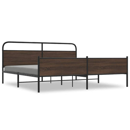 Metal Bed Frame without Mattress Brown Oak 200x200 cm