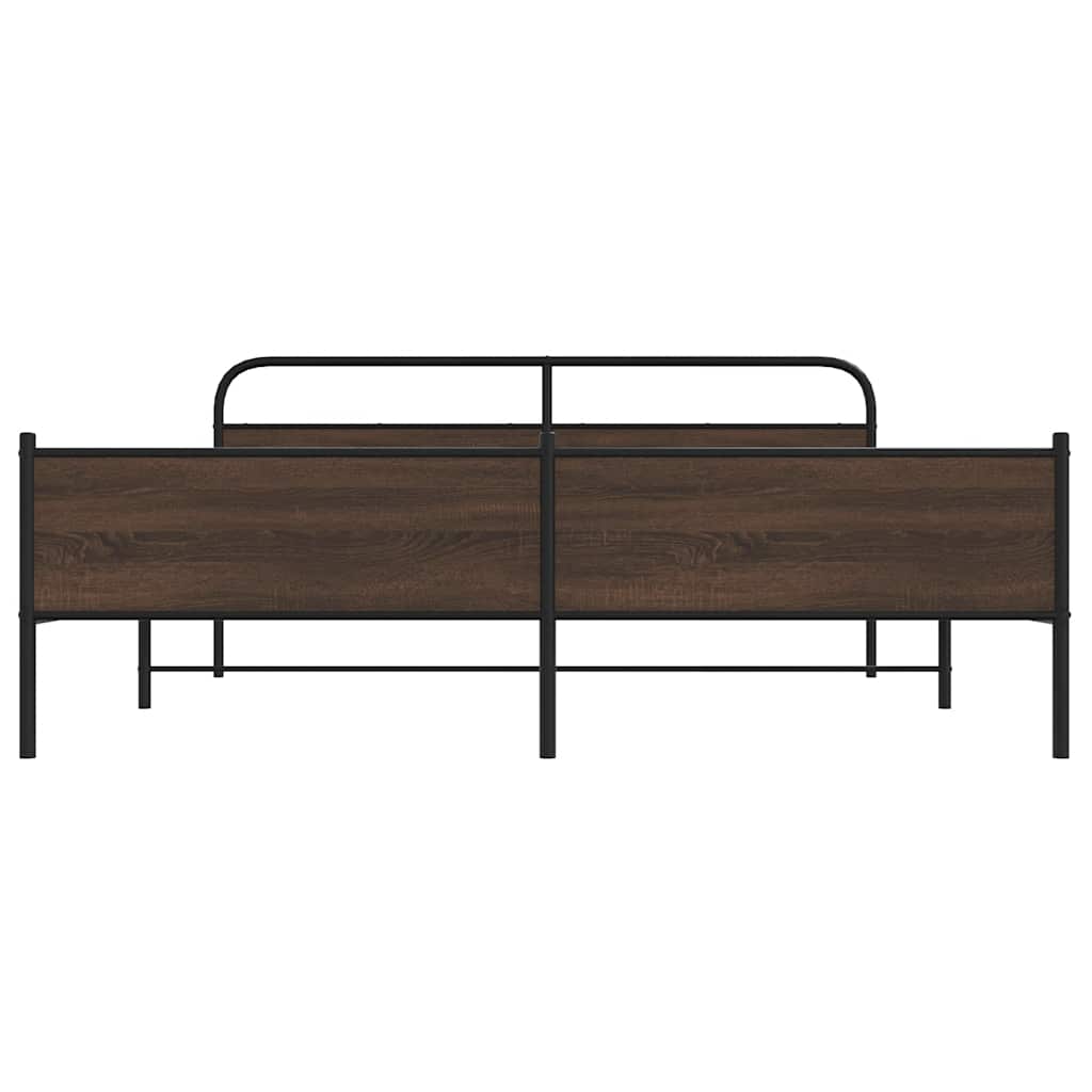 Metal Bed Frame without Mattress Brown Oak 200x200 cm