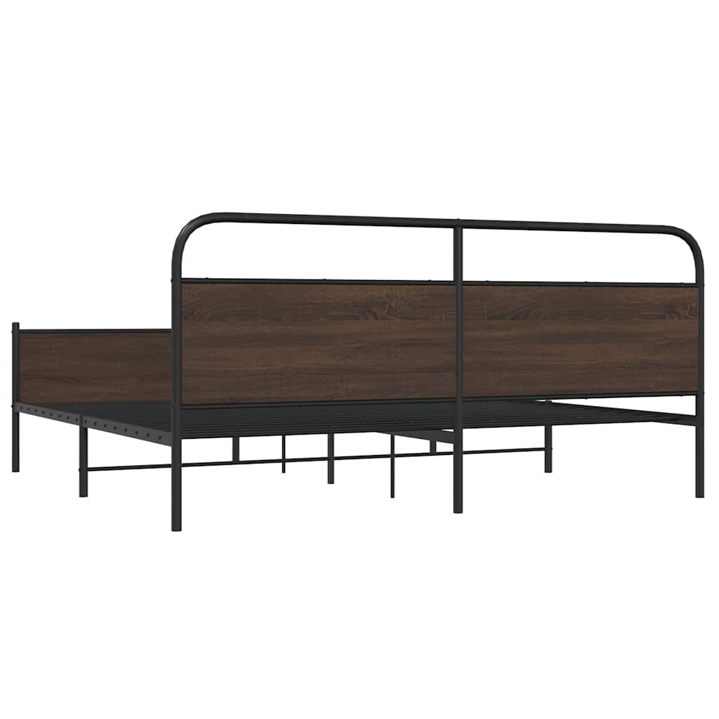 Metal Bed Frame without Mattress Brown Oak 200x200 cm