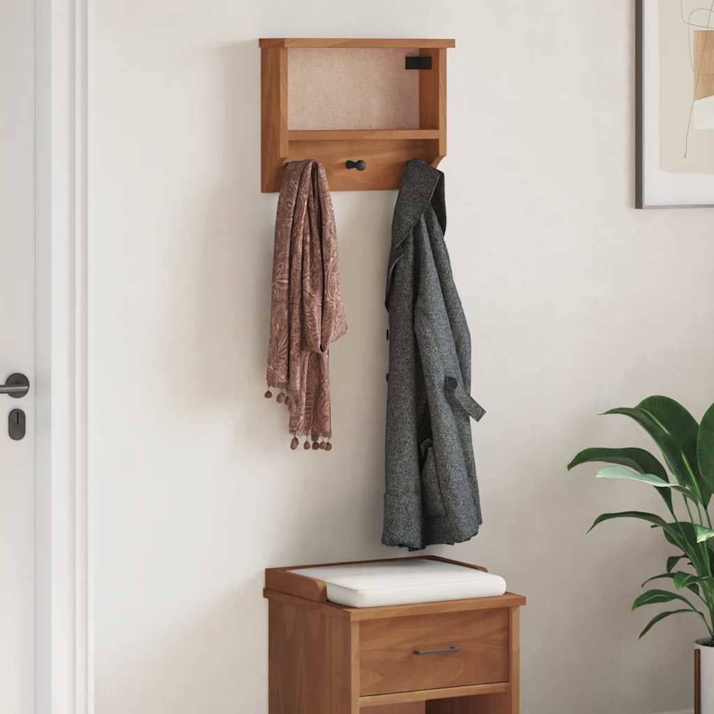 Wall-mounted Coat Rack SANDNES 45x12x35 cm Solid Wood Pine