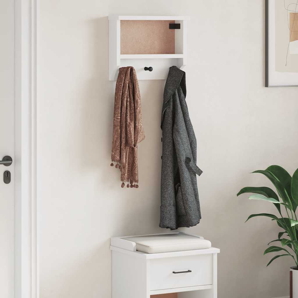 Wall-mounted Coat Rack SANDNES White 45x12x35 cm Solid Wood Pine