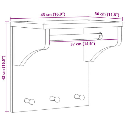 Wall-mounted Coat Rack SANDNES White 43x30x42 cm Solid Wood Pine