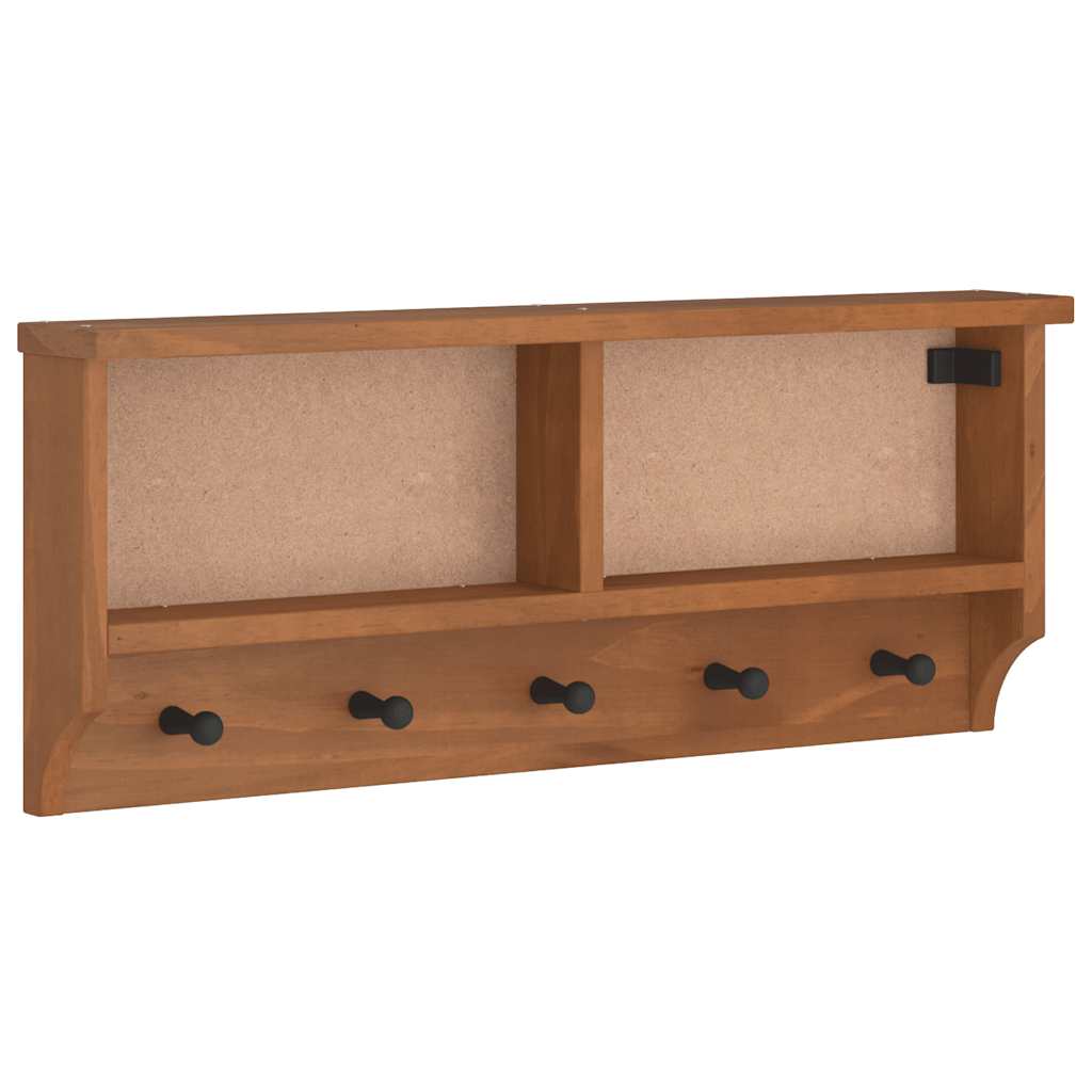 Wall-mounted Coat Rack SANDNES 87x12x35 cm Solid Wood Pine