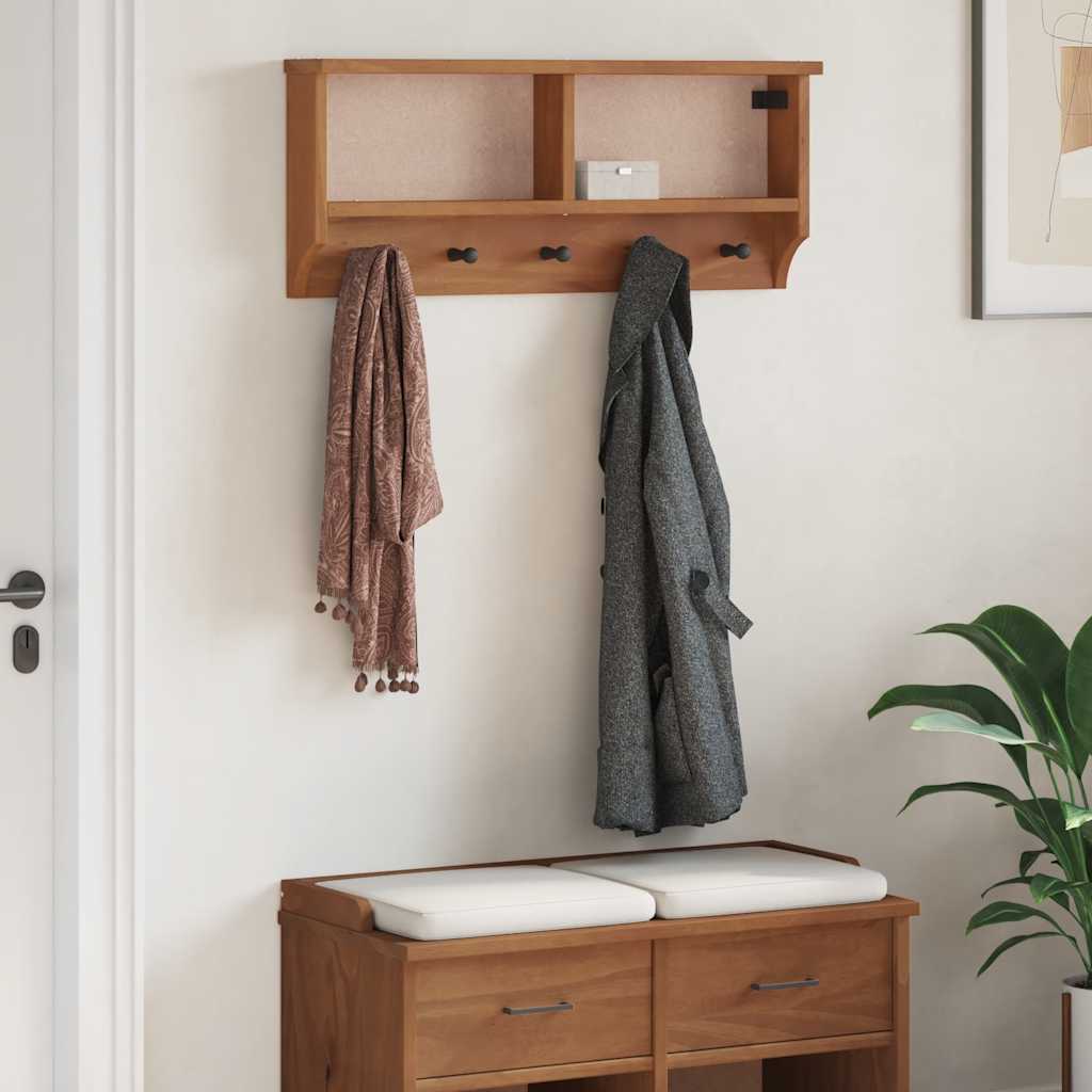 Wall-mounted Coat Rack SANDNES 87x12x35 cm Solid Wood Pine