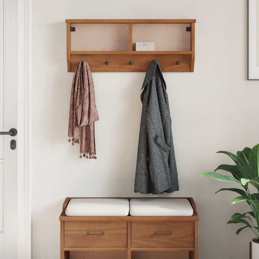 Wall-mounted Coat Rack SANDNES 87x12x35 cm Solid Wood Pine