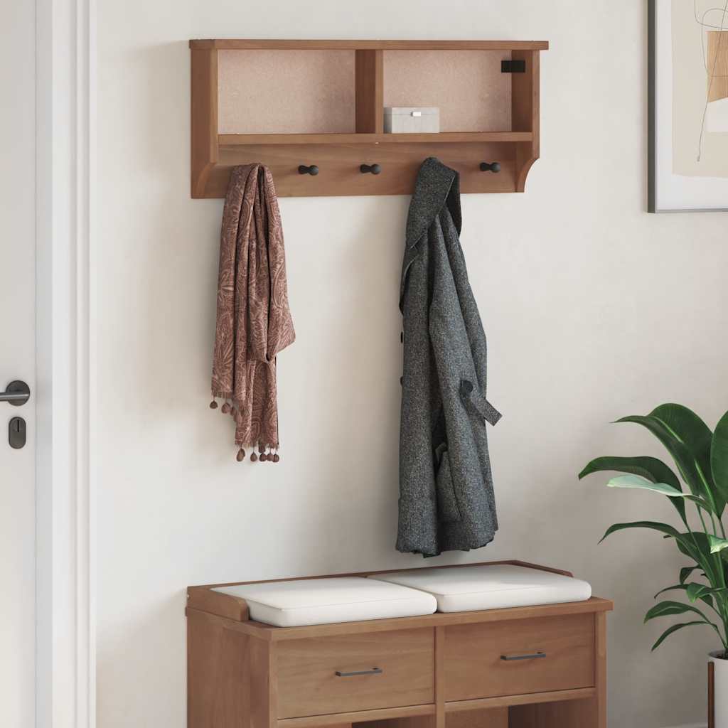 Wall-mounted Coat Rack SANDNES 87x12x35 cm Solid Wood Pine