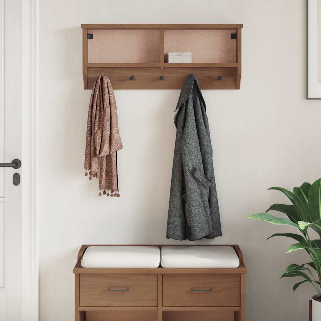 Wall-mounted Coat Rack SANDNES 87x12x35 cm Solid Wood Pine