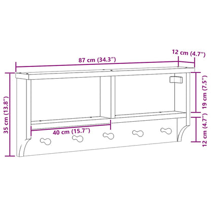 Wall-mounted Coat Rack SANDNES 87x12x35 cm Solid Wood Pine