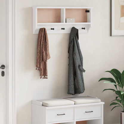 Wall-mounted Coat Rack SANDNES White 87x12x35 cm Solid Wood Pine