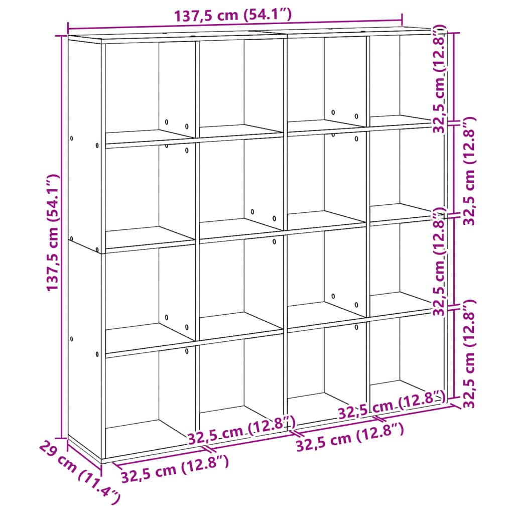 Book Cabinet White 137.5x29x137.5 cm Engineered Wood