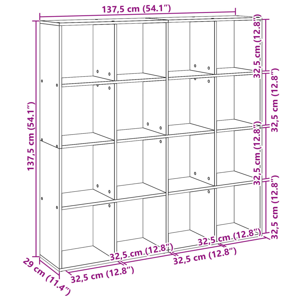 Book Cabinet Black 137.5x29x137.5 cm Engineered Wood