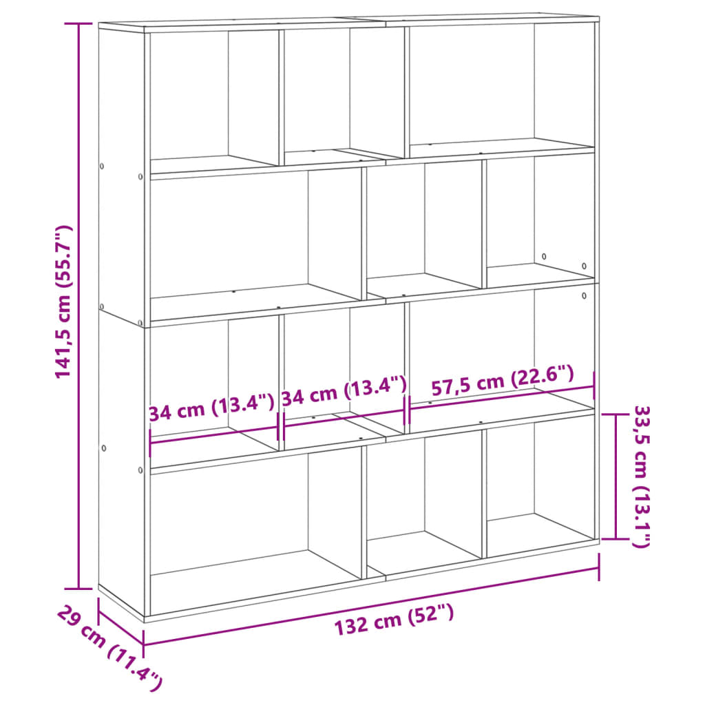 Book Cabinet White 132x29x141.5 cm Engineered Wood