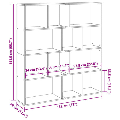 Book Cabinet Black 132x29x141.5 cm Engineered Wood