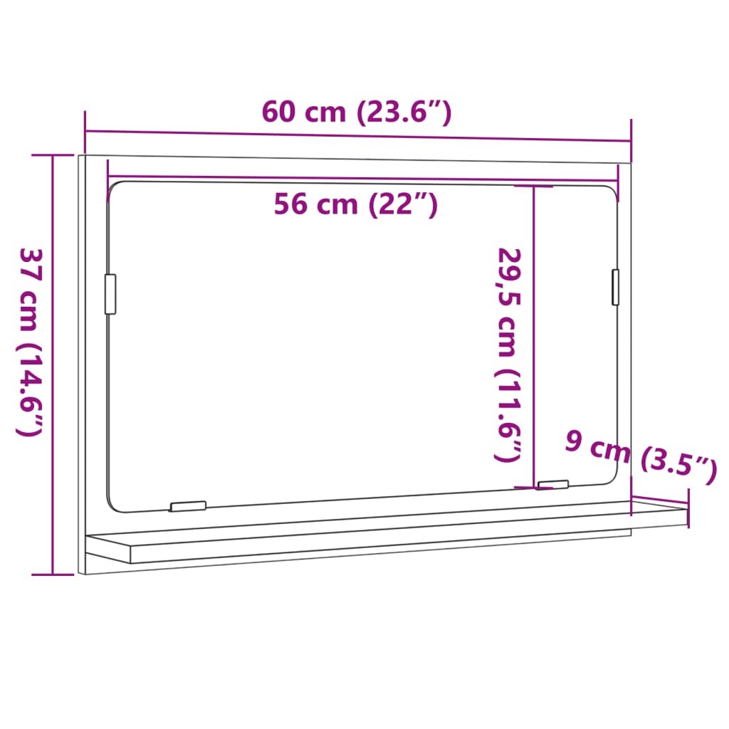 Bathroom Mirror Cabinet Old Wood 60x11x37 cm Engineered Wood