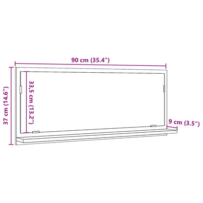 Bathroom Mirror Cabinet Concrete Grey 90x11x37 cm Engineered Wood