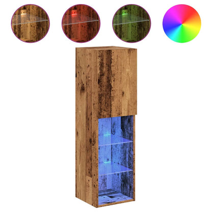 TV Cabinets with LED Lights 2 pcs Old Wood 30.5x30x102 cm