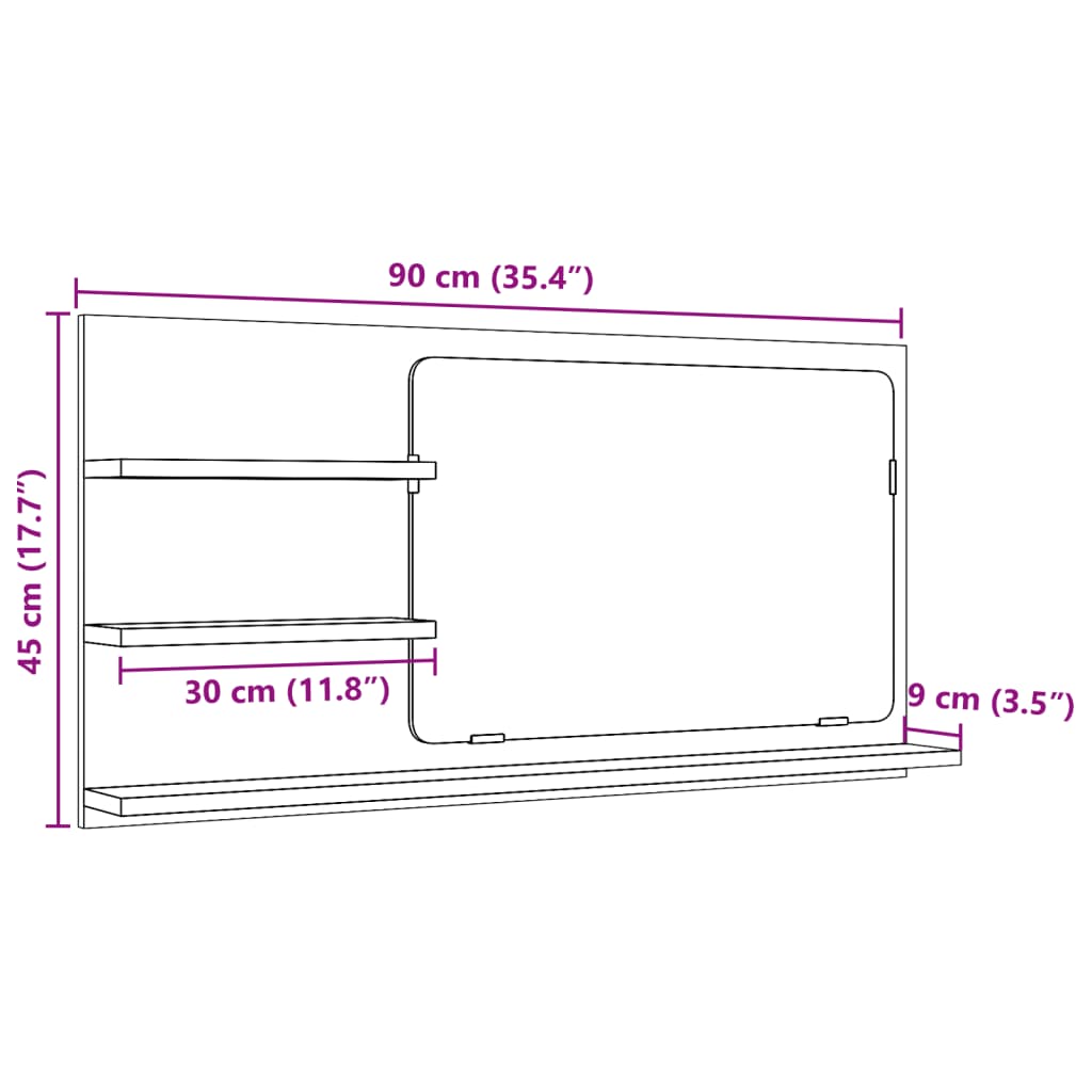 Bathroom Mirror Cabinet Old Wood 90x11x45 cm Engineered Wood