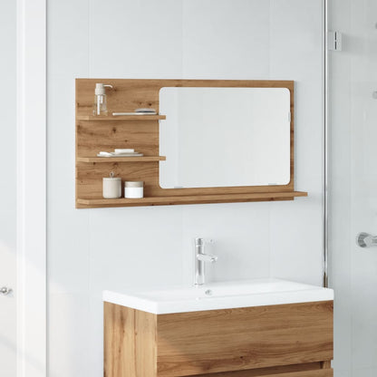 Bathroom Mirror Cabinet Artisan Oak 90x11x45 cm Engineered Wood