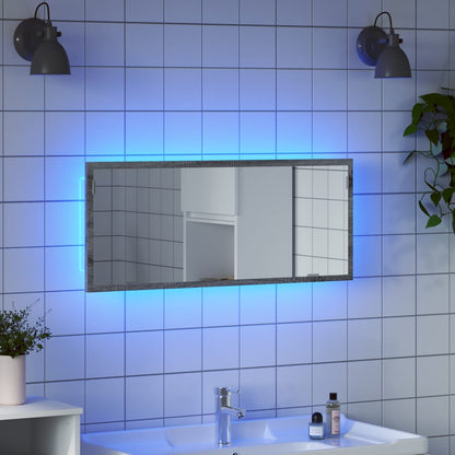 LED Bathroom Mirror Grey Sonoma 100x8.5x37 cm Engineered Wood