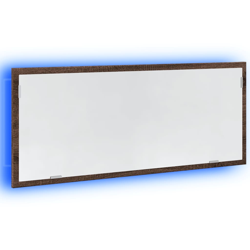 LED Bathroom Mirror Brown Oak 100x8.5x37 cm Engineered Wood