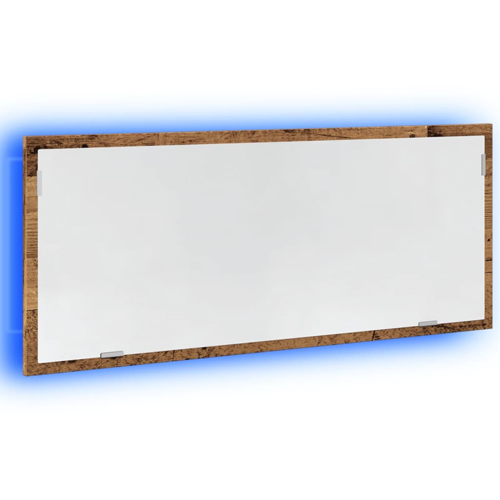 LED Bathroom Mirror Old Wood 100x8.5x37 cm Engineered Wood