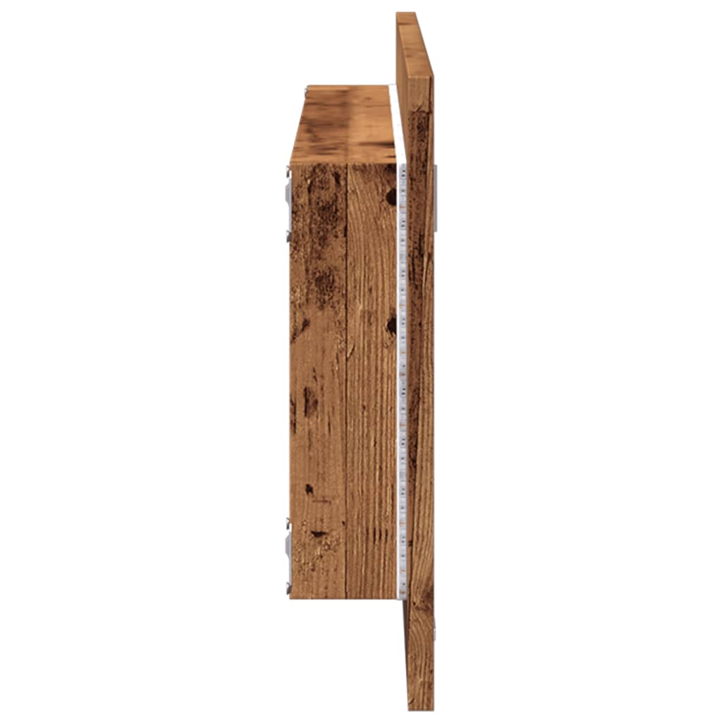 LED Bathroom Mirror Old Wood 100x8.5x37 cm Engineered Wood