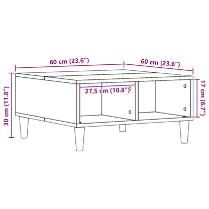 Coffee Table Old Wood 60x60x30 cm Engineered Wood