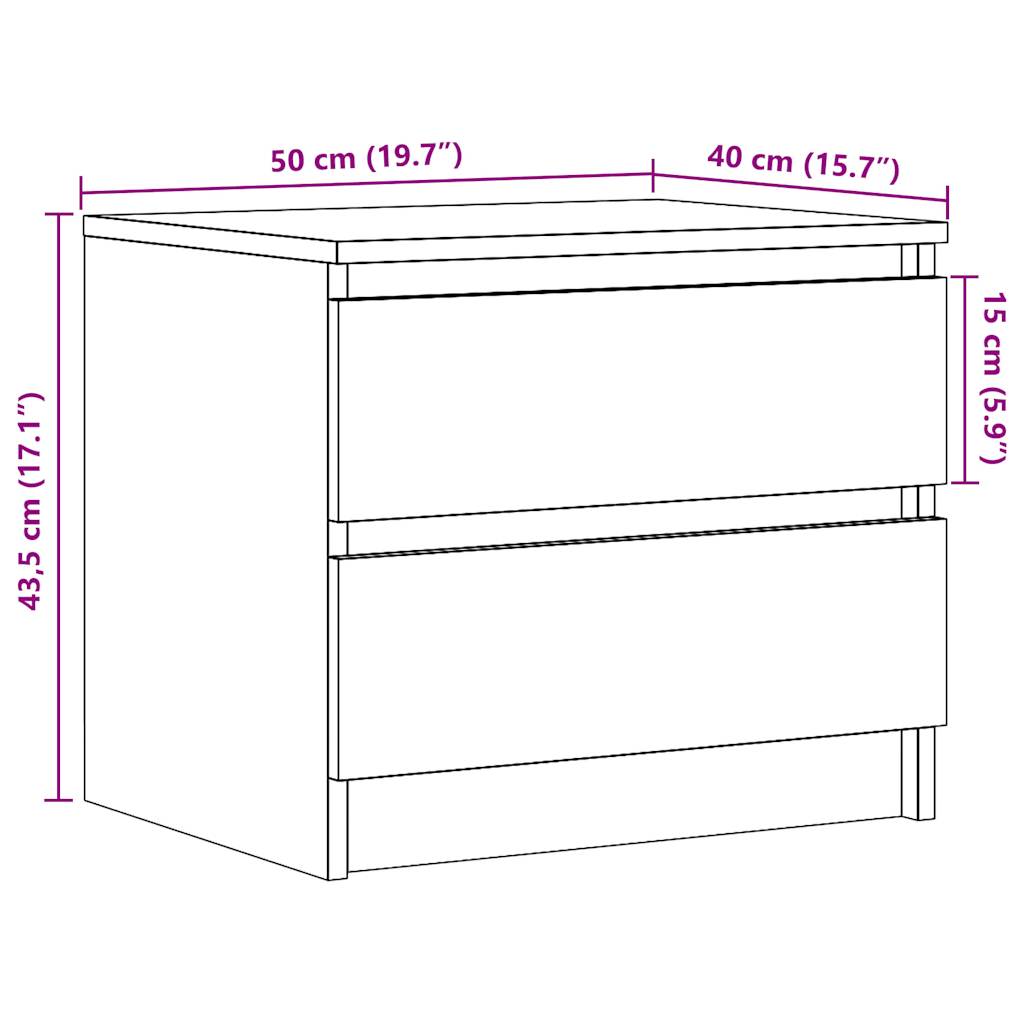 Bedside Cabinet Artisan Oak 50x40x43.5 cm Engineered Wood