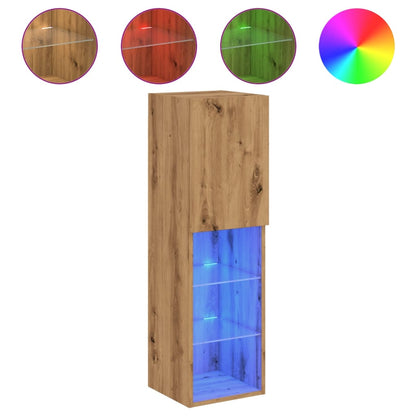 TV Cabinet with LED Lights Artisian Oak 30.5x30x102 cm