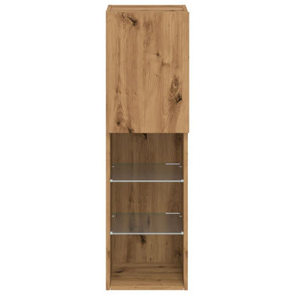 TV Cabinet with LED Lights Artisian Oak 30.5x30x102 cm