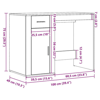 Desk Old Wood 100x49x75 cm Engineered Wood