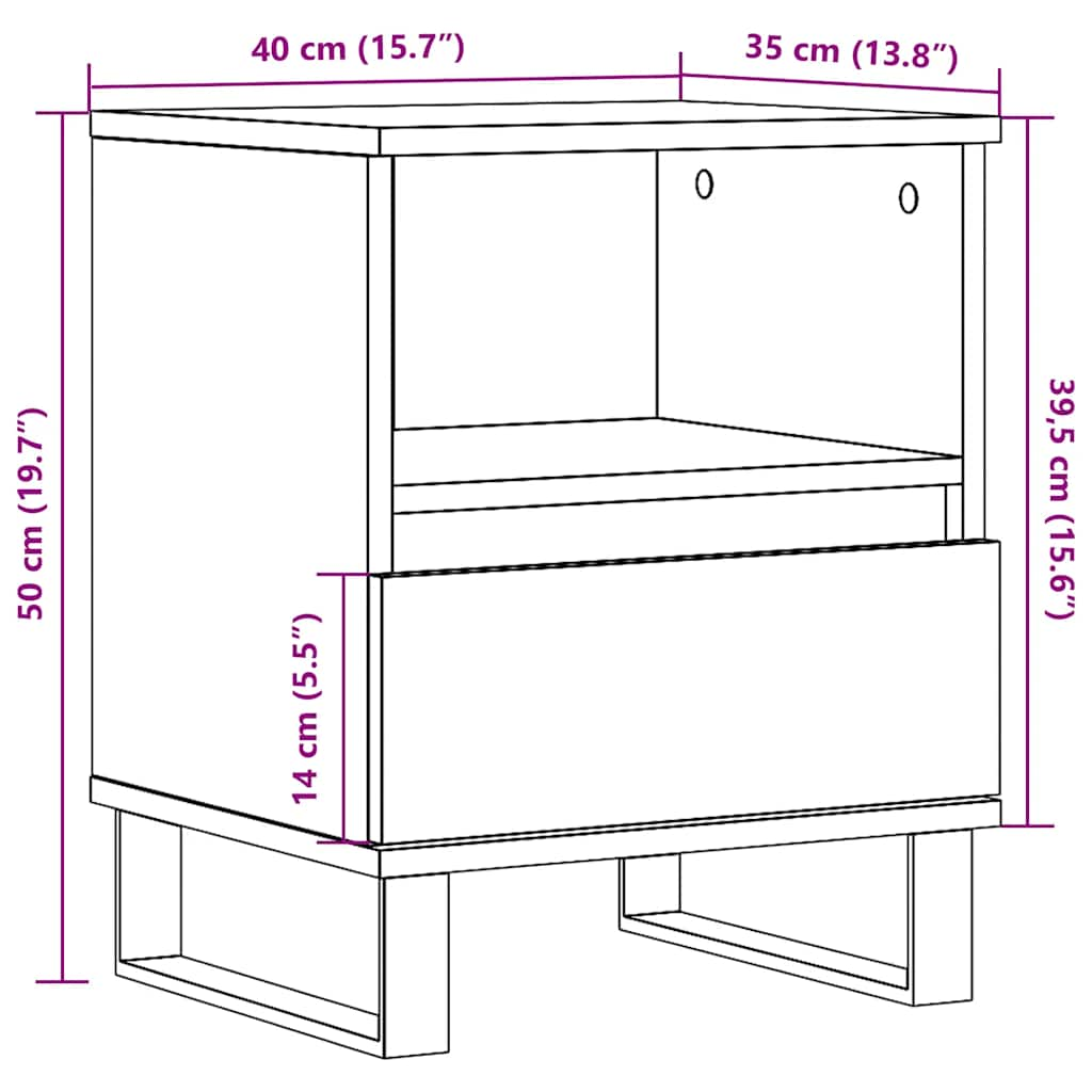 Bedside Cabinets 2 pcs Artisan Oak 40x35x50 cm Engineered Wood