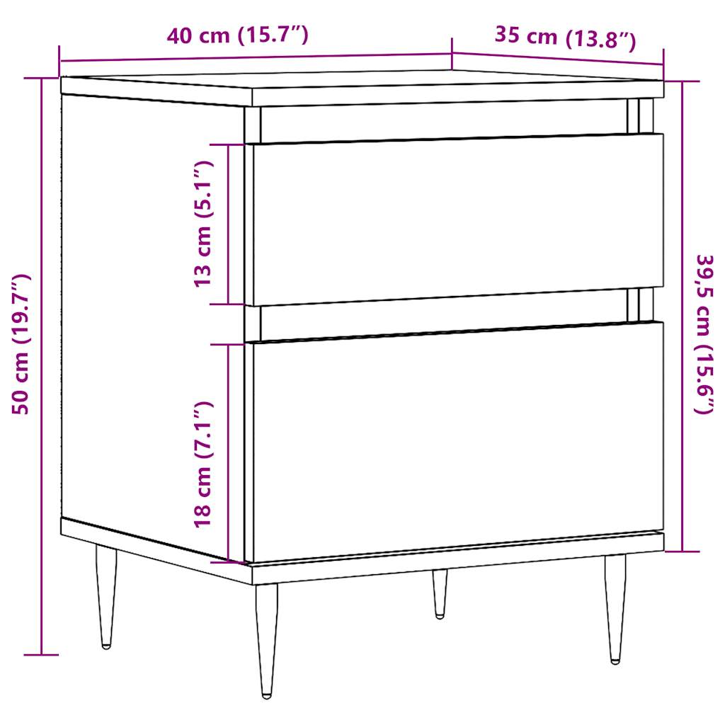 Bedside Cabinet Old Wood 40x35x50 cm Engineered Wood