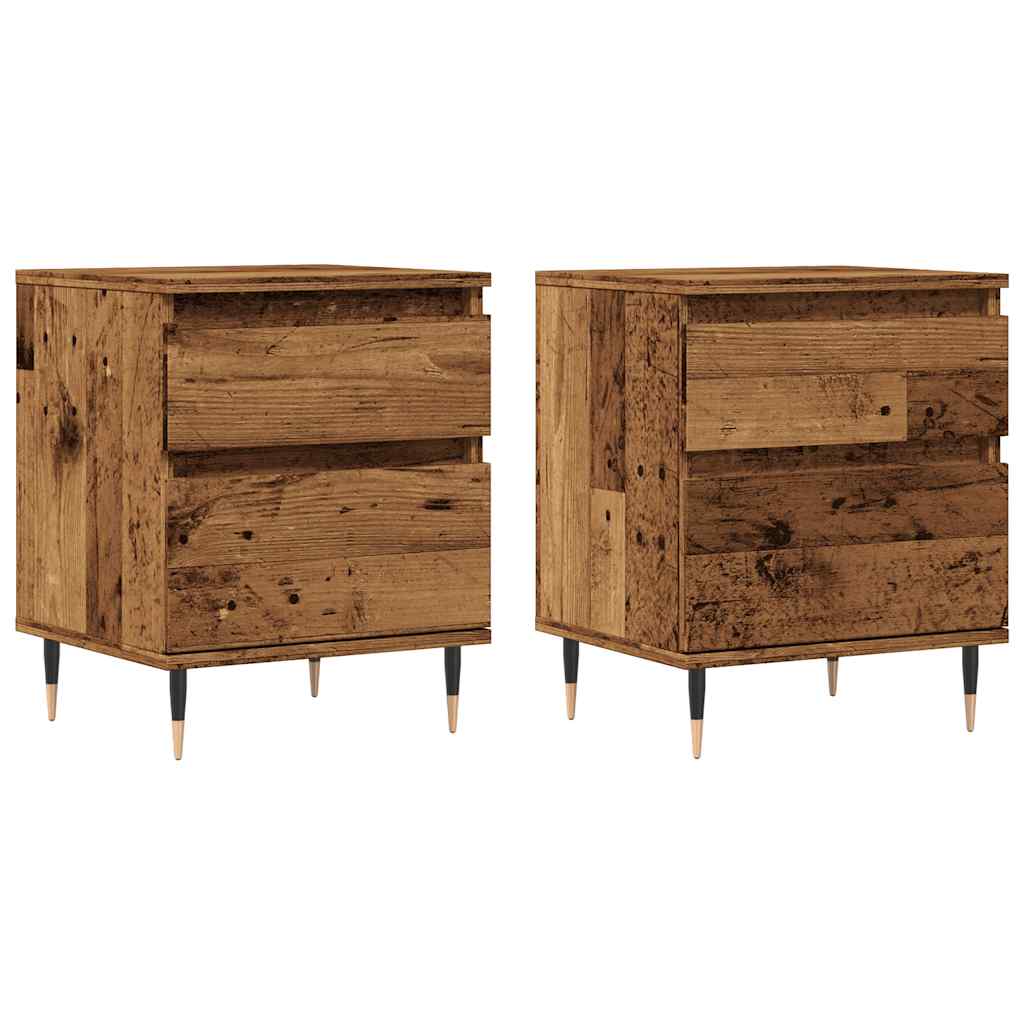 Bedside Cabinets 2 pcs Old Wood 40x35x50 cm Engineered Wood