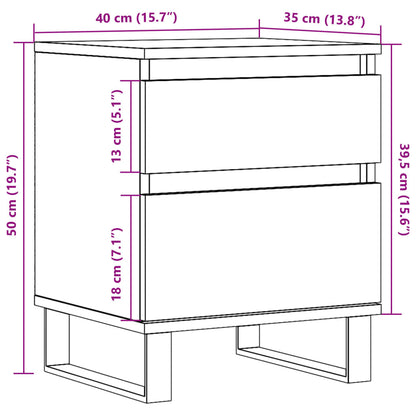 Bedside Cabinets 2 pcs Old Wood 40x35x50 cm Engineered Wood