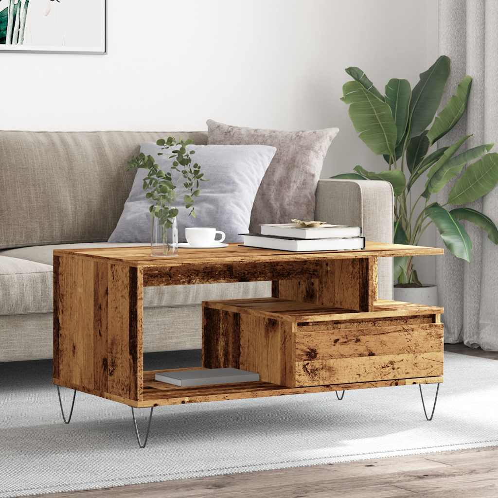 Coffee Table Old Wood 90x49x45 cm Engineered Wood