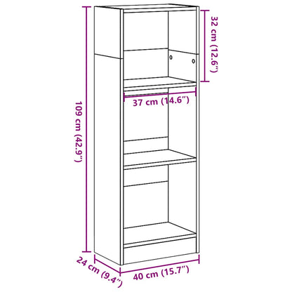 Bookcase High Gloss White 40x24x109 cm Engineered Wood