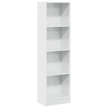 Bookcase High Gloss White 40x24x143 cm Engineered Wood