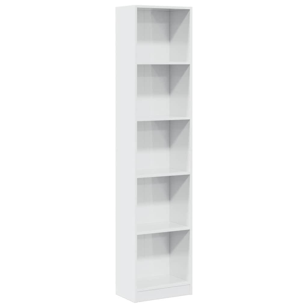 Bookcase High Gloss White 40x24x176 cm Engineered Wood