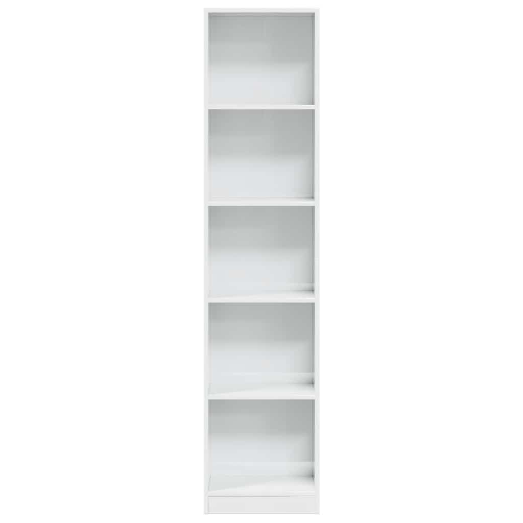 Bookcase High Gloss White 40x24x176 cm Engineered Wood