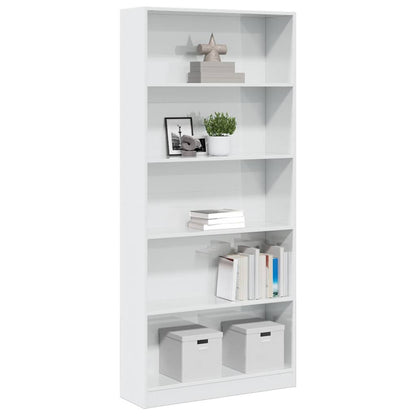 Bookcase High Gloss White 80x24x176 cm Engineered Wood